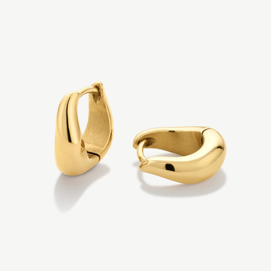 Wave Huggie Hoop Earrings - Gold - SKE-061