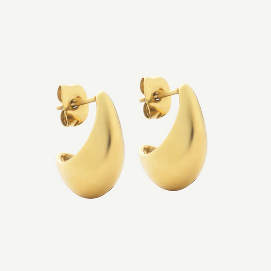 Curved Mini Hoop Earrings - Gold - GE-109