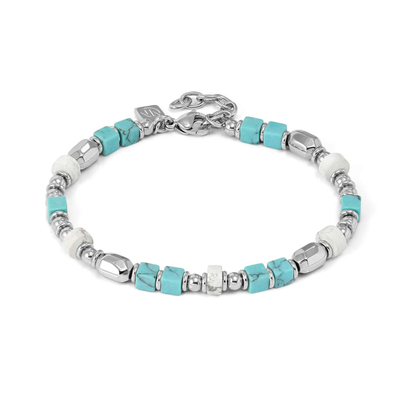 Instinctstyle Infinity Steel Bracelet, Turquoise/Howlite Stones - Silver - 027936/099