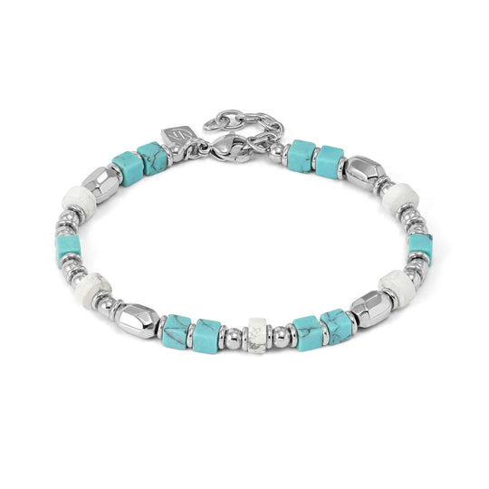 Instinctstyle Infinity Steel Bracelet, Turquoise/Howlite Stones - Silver - 027936/099