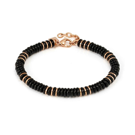 Instinctstyle Infinity Bracelet, Black Onyx Stones - Rose Gold - 027938/102