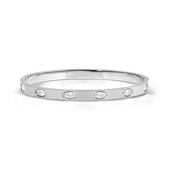Pretty Bangle With Oval CZ, Small - Silver - 029525/001