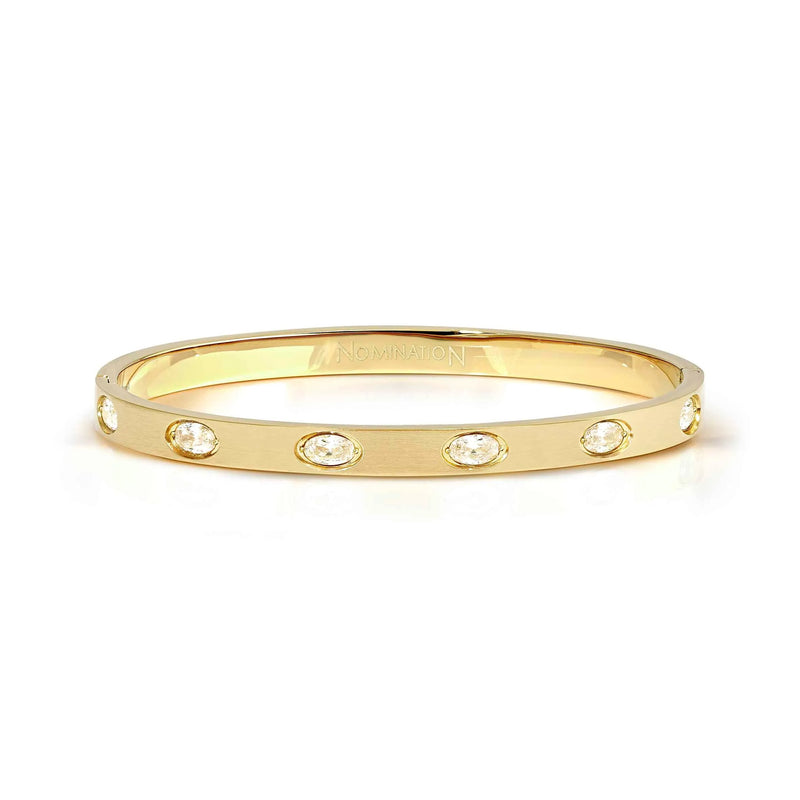 Pretty Bangle With Oval CZ, Medium - Gold - 029526/020
