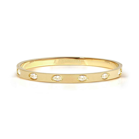 Pretty Bangle With Oval CZ, Medium - Gold - 029526/020