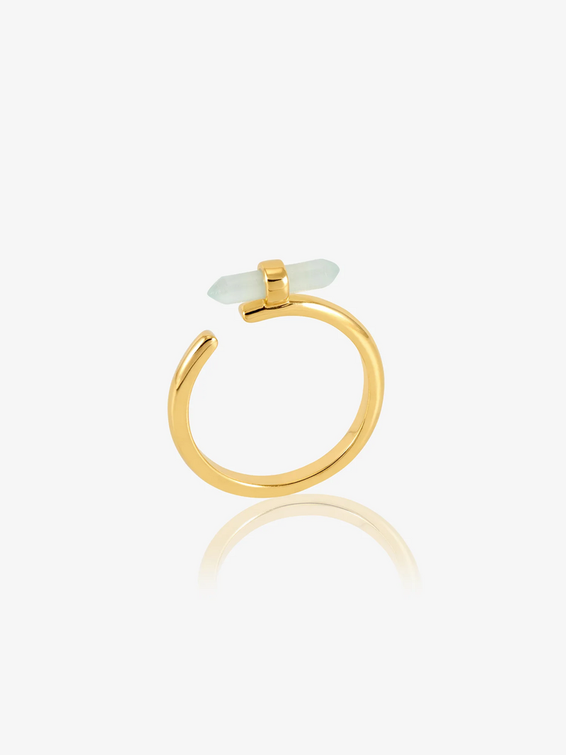Tranquility Amazonite T-Bar Adjustable Ring - Gold - RSR02GP