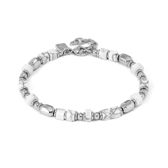 Instinctstyle Infinity Steel Bracelet, Howlite Stones - Silver - 027936/048