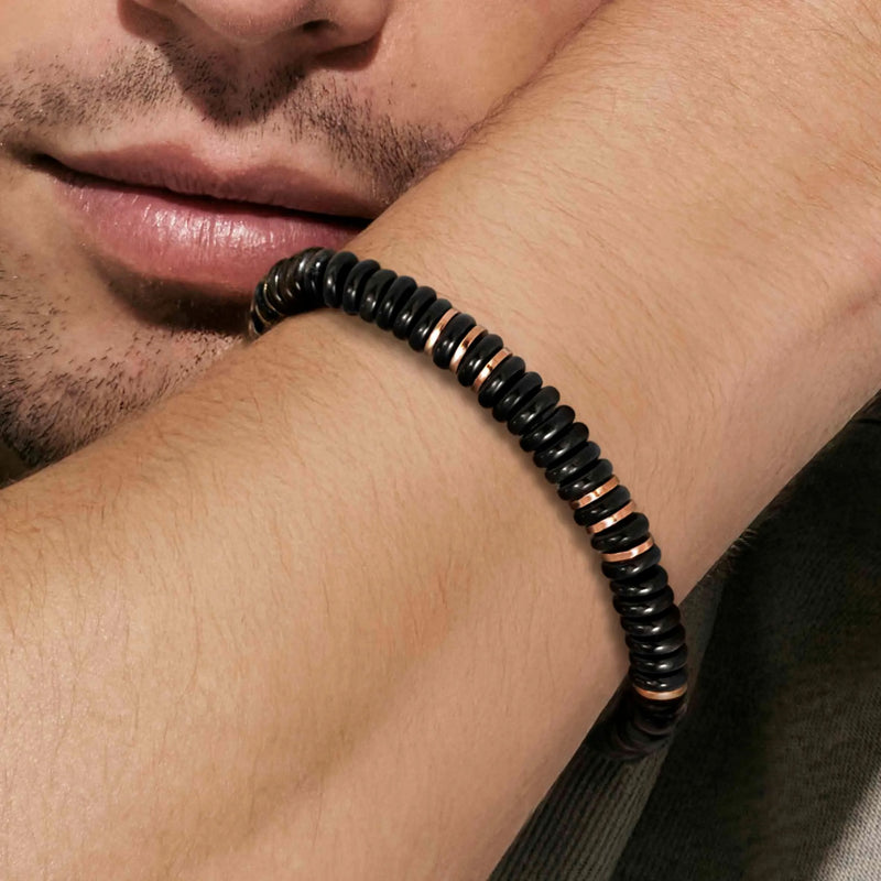Instinctstyle Infinity Bracelet, Black Onyx Stones - Rose Gold - 027938/102
