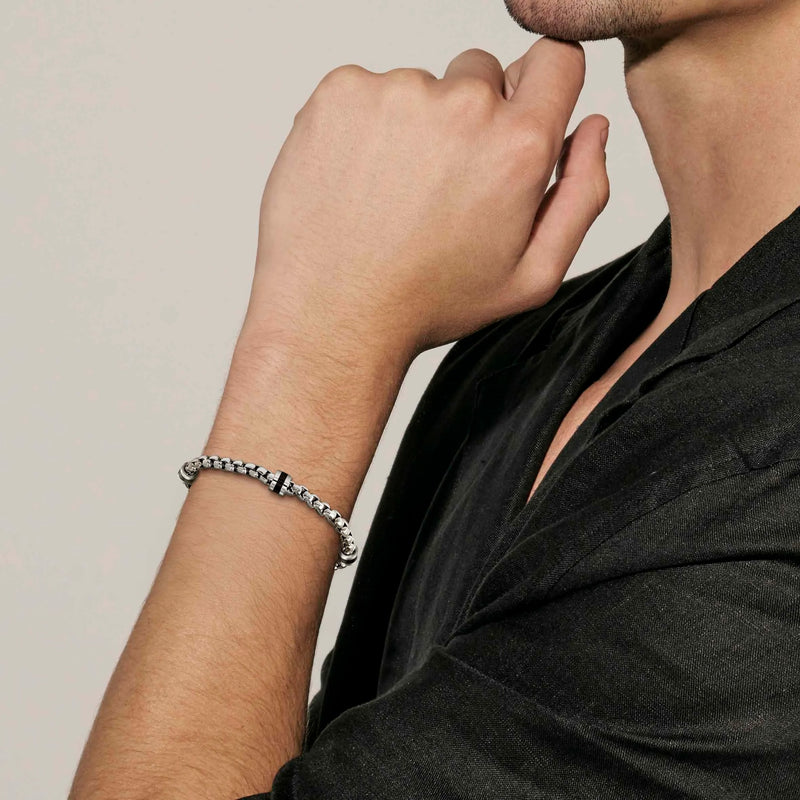 Manvision Steel Chain Bracelet - Silver/Black - 133021/015