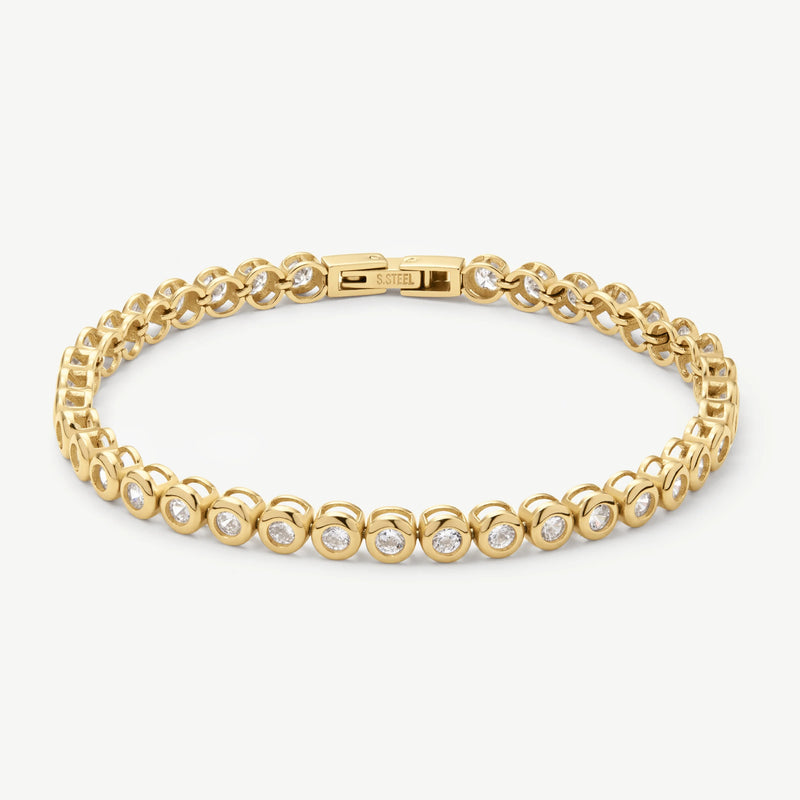 Bezel Tennis Bracelet - Gold - SKB-055