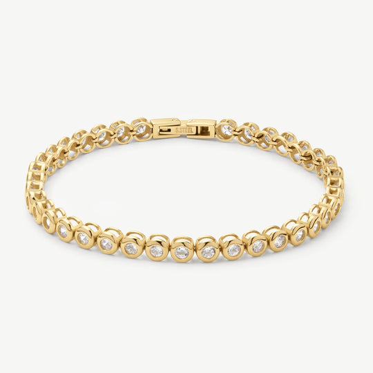 Bezel Tennis Bracelet - Gold - SKB-055