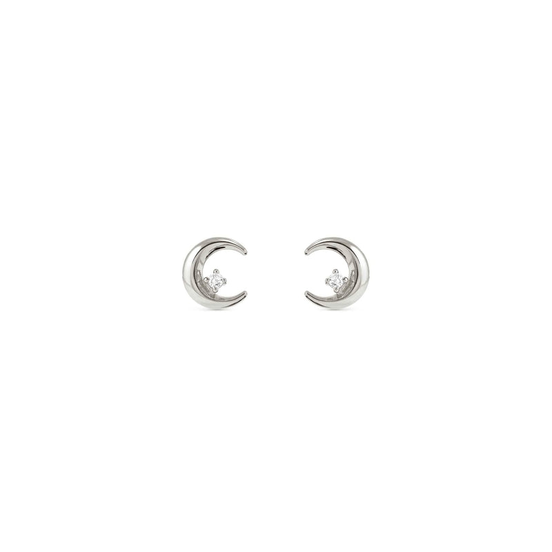 Dreams Beats Moon Stud Earrings - Silver - 242603/022