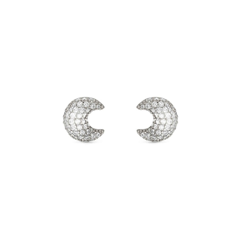 Lifepoetry CZ Moon Stud Earrings - Silver - 242707/022