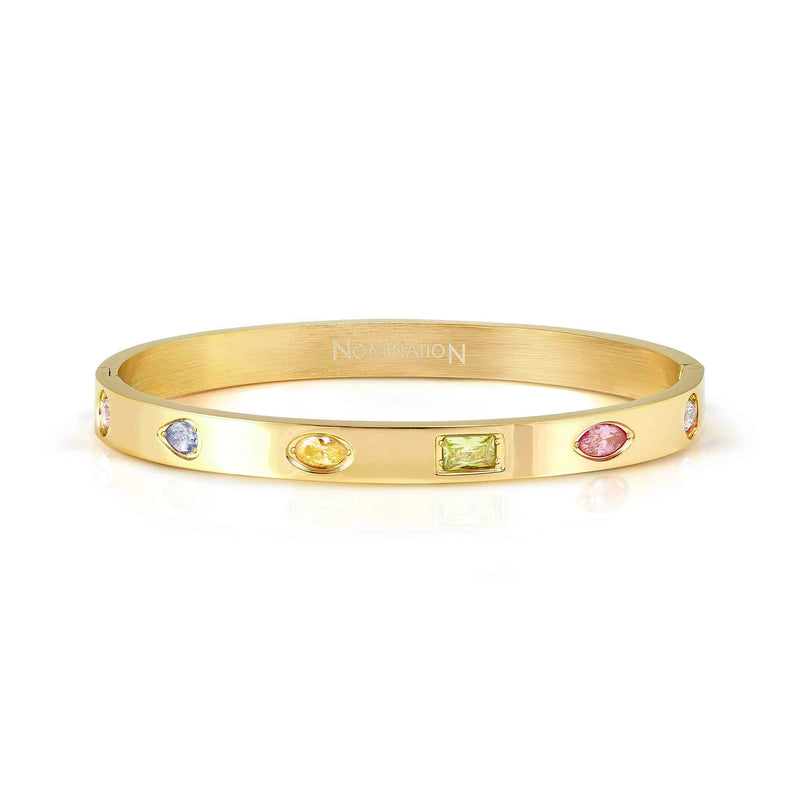 Pretty Bangle With Coloured CZ, Medium - Gold - 029532/024