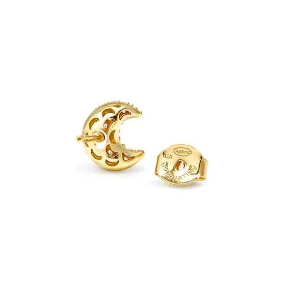 Lifepoetry CZ Moon Stud Earrings - Gold - 242707/024