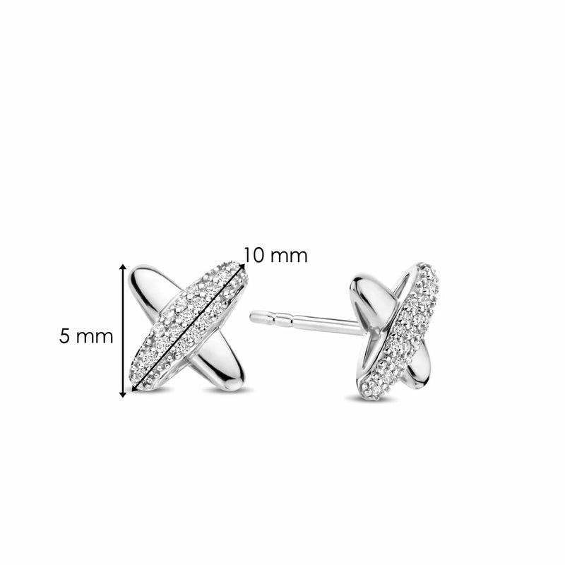 Milano CZ Cross Stud Earrings - Silver - 7982ZI