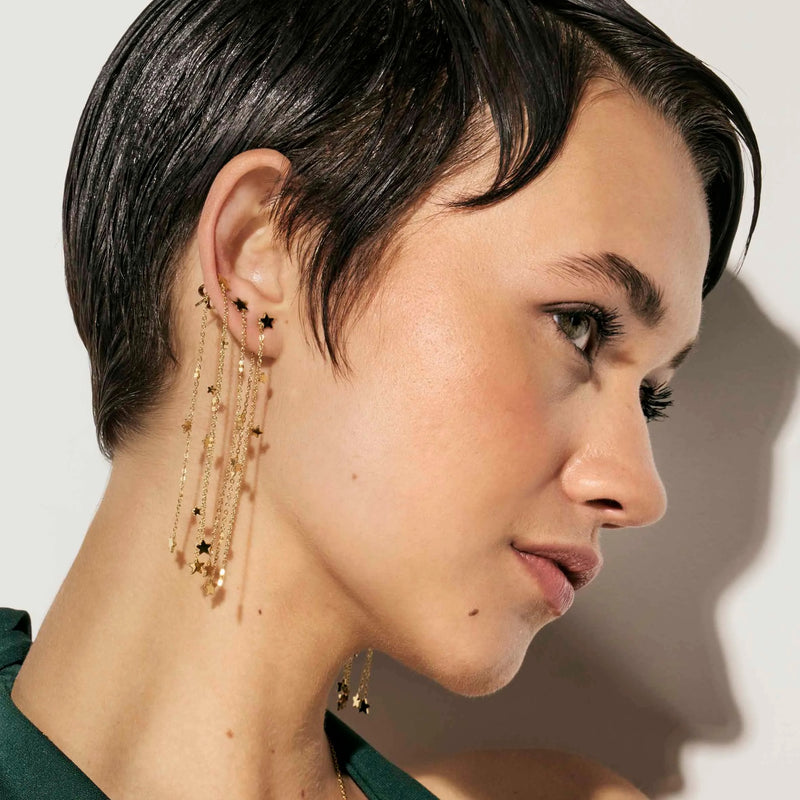 Long Ritmatika Star Earrings - Silver - 134405/007