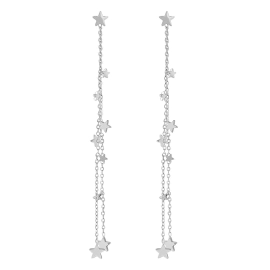 Ritmatika Double Chain Star Earrings - Silver - 134406/007