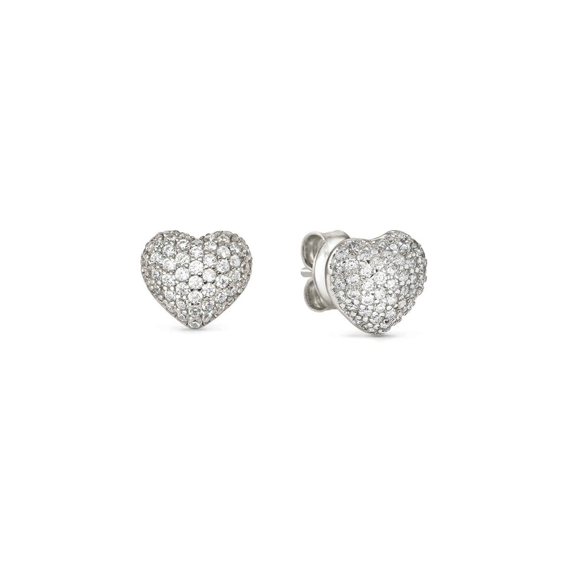 Lifepoetry CZ Heart Stud Earrings - Silver - 242707/004