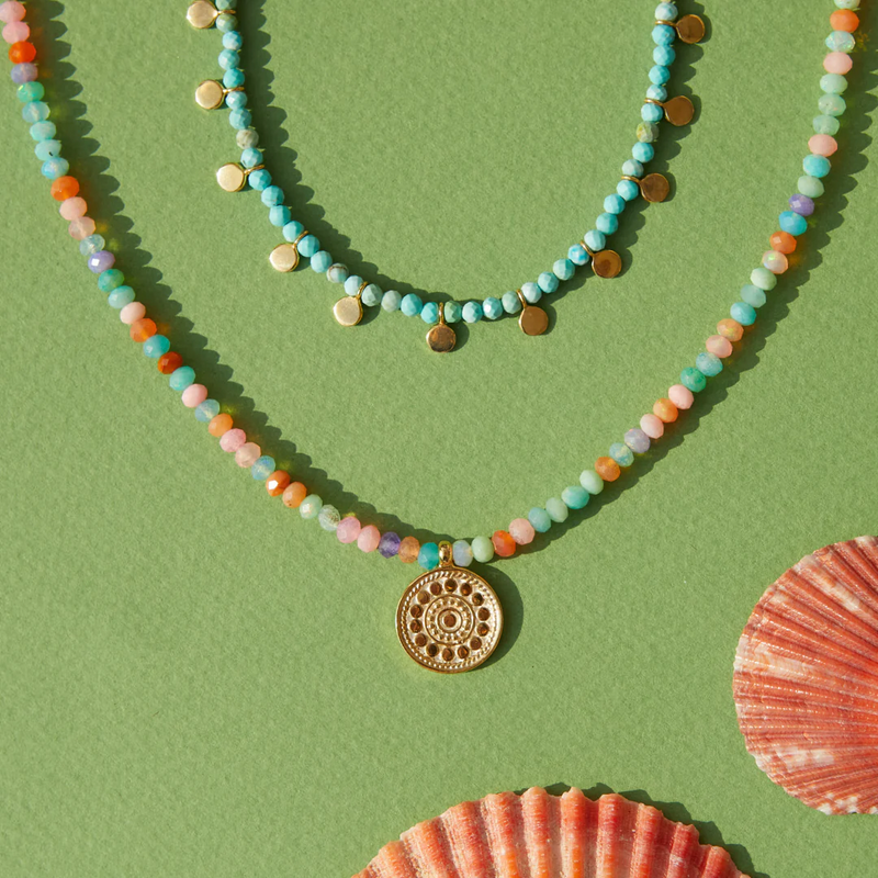 Paloma Beaded Multi-Charm Necklace - Gold - NK10909-GTQ