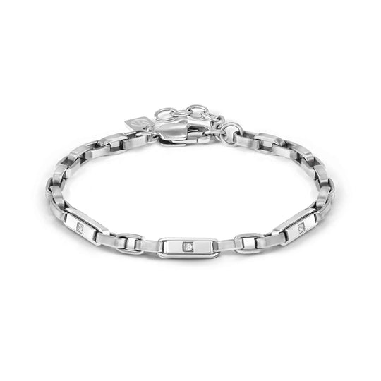 Manvision Steel Chain Bracelet, CZ - Silver - 133019/001