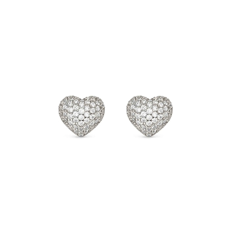 Lifepoetry CZ Heart Stud Earrings - Silver - 242707/004