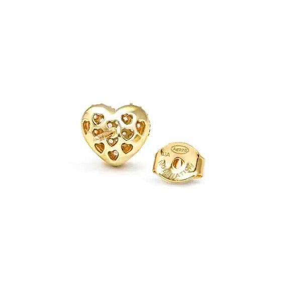 Lifepoetry CZ Heart Stud Earrings - Gold - 242707/006