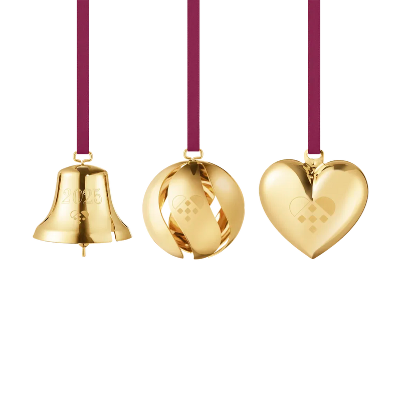 Christmas Collectable 3pcs Ornament Set, 2025 - Gold - 10020819