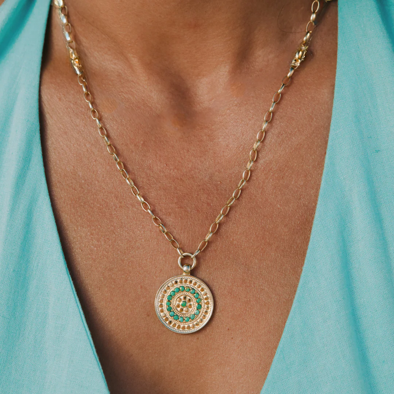 Flora Medallion Necklace - Gold - NK10915-GTQ