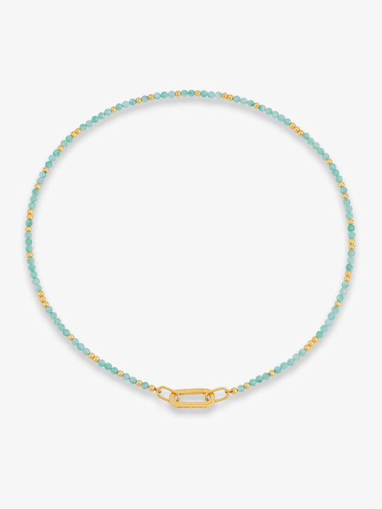 Tranquility Amazonite Beaded Necklace - Gold - RSN11GP