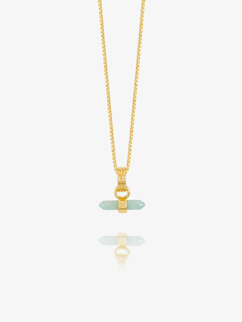 Mini Tranquility Amazonite T-bar Necklace - Gold - RSN06GP