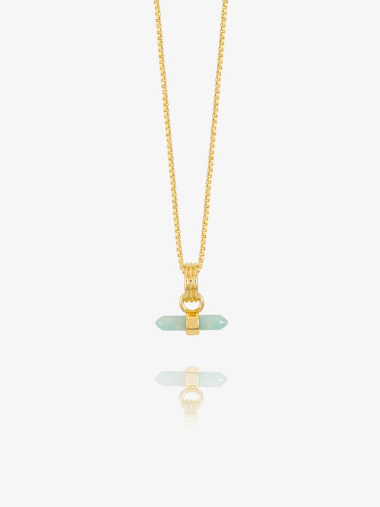 Mini Tranquility Amazonite T-bar Necklace - Gold - RSN06GP