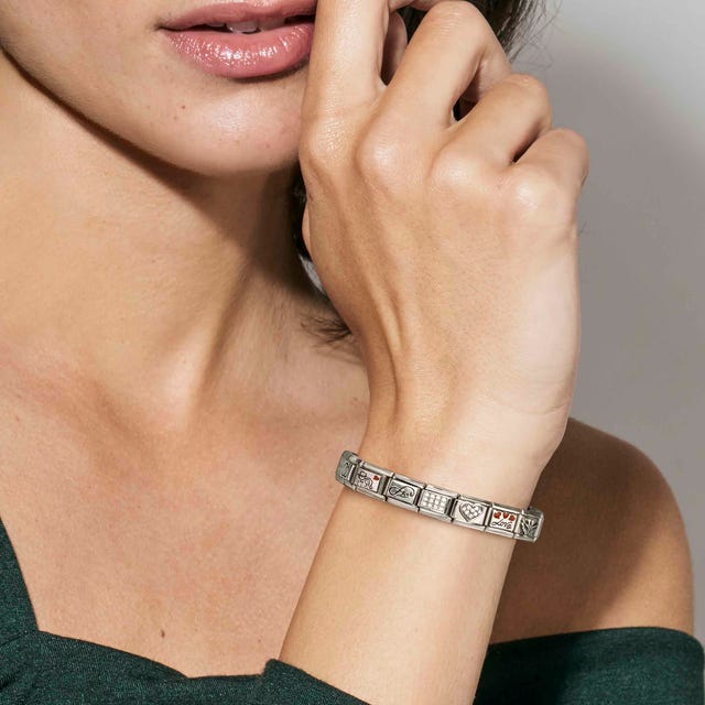 Composable Classic Light/Dark Blue Double Drops Link - Silver - 330329/18