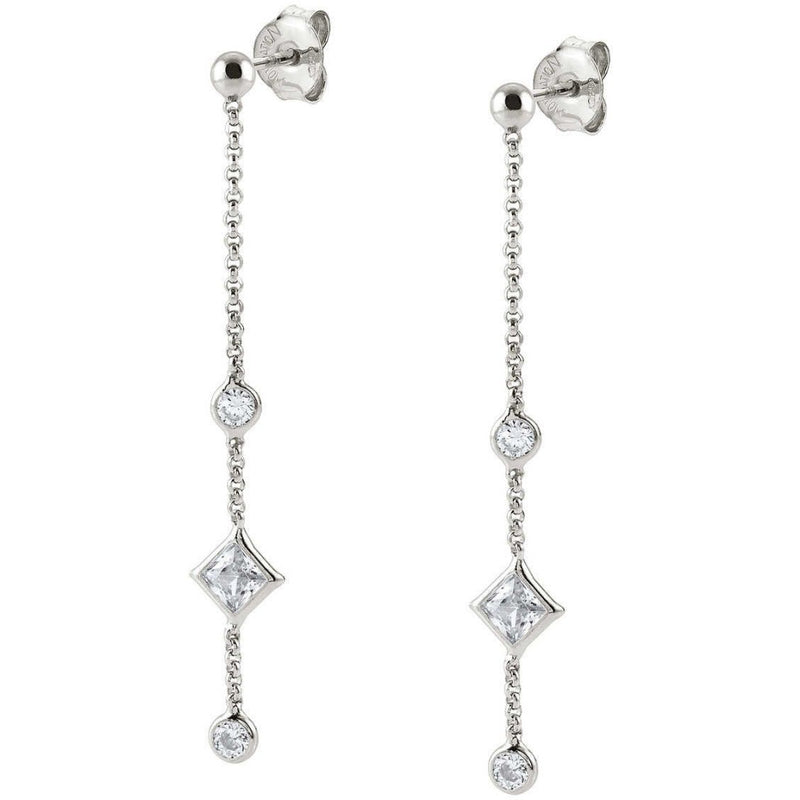 Bella CZ Drop Earrings, Rhombus - Silver - 142688/005