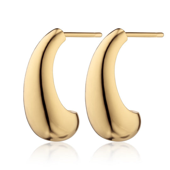 Large Teardrop Stud Earrings - Gold - SPG-269