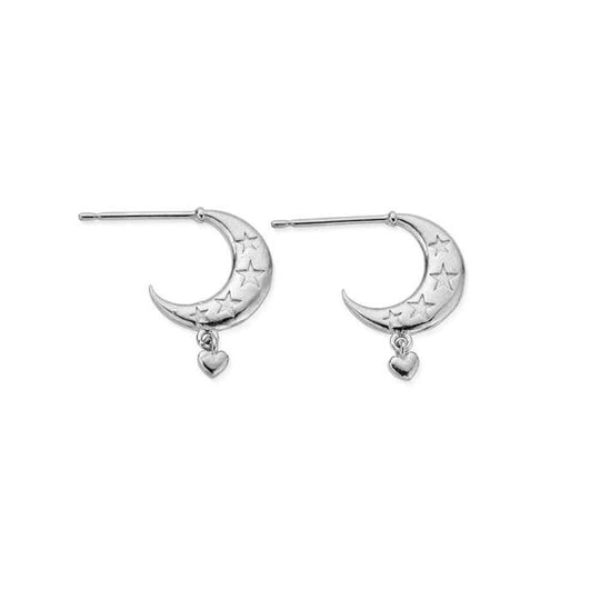 Love By The Moon Huggie Hoop Earrings - Silver - SEH3394