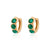 Green Malachite Huggie Hoop Earrings - Gold - SPG-14