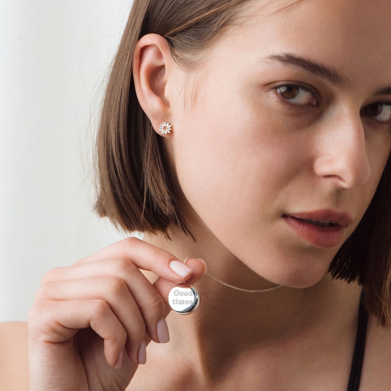 Biography Medium Silver Locket Necklace - Silver - 42044SNON