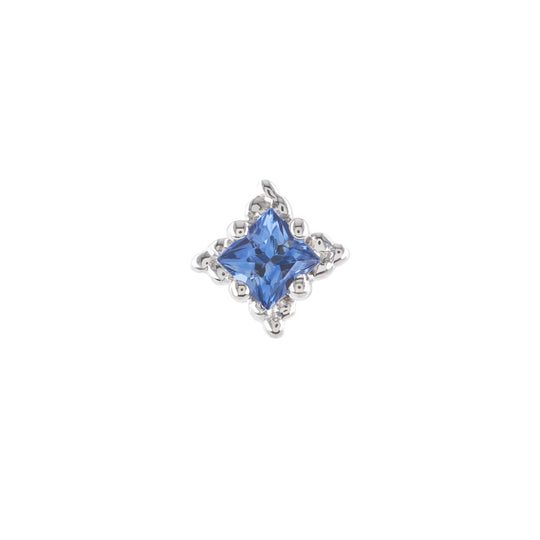 Dala 2 Blue Sapphire Stud Earring, 6.5mm Screw Back - 9ct White Gold - ST-DAL2-BS-SC6.5-WG