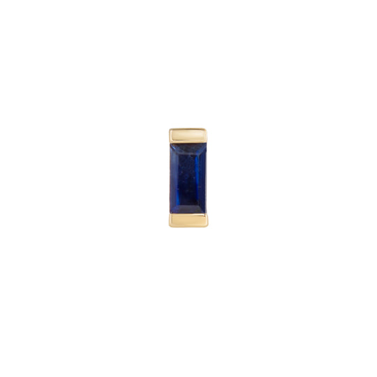 Mini Blue Sapphire Baguette Stud Earring, 6.5mm Screw Back - 9ct Yellow Gold - ST-C-BAG-MI-SAP-SC6.5