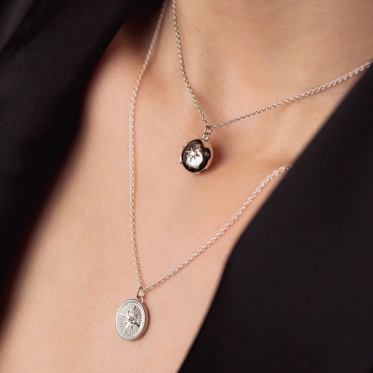 Biography Mini Locket Necklace - Silver - 41025SNON