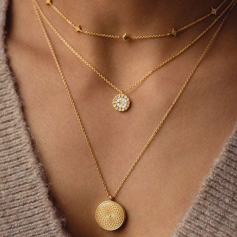 Celestial Radial Locket Necklace - Gold - 42066YNON