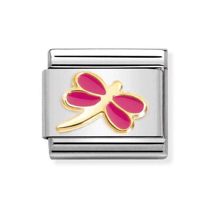 Classic Fuschia Dragonfly Link - Gold - 030285/57