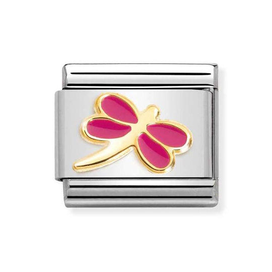 Classic Fuschia Dragonfly Link - Gold - 030285/57