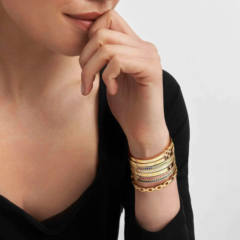 Pretty Bangle With Cubic Zirconia, Medium - Gold - 029513/020