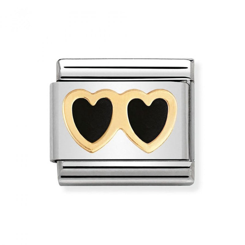 Classic Double Black Heart Link - Gold - 030207/04