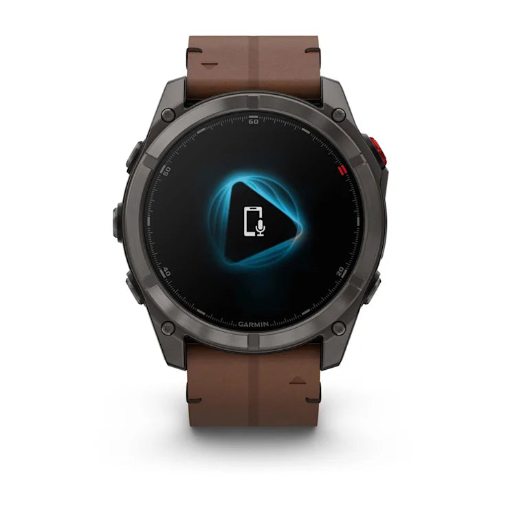 Fenix 8 Pro GPS Smartwatch AMOLED, 51mm - Sapphire, Carbon grey DLC titanium with Chestnut leather band - 010-03199-40