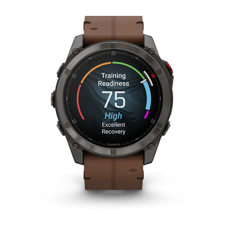 Fenix 8 Pro GPS Smartwatch AMOLED, 51mm - Sapphire, Carbon grey DLC titanium with Chestnut leather band - 010-03199-40