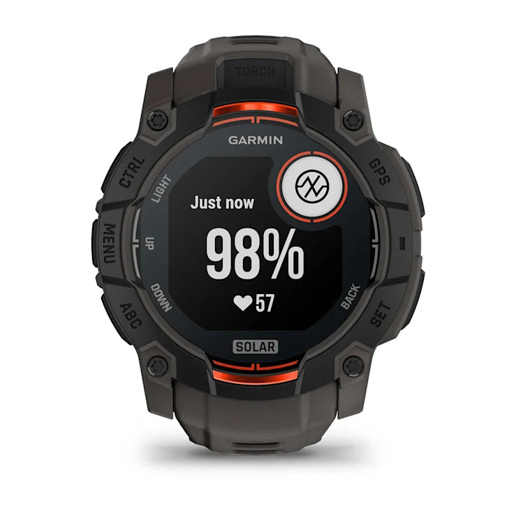 Instinct 3 – 50 mm GPS Smartwatch, Solar, Black with Charcoal Band - 010-02935-00