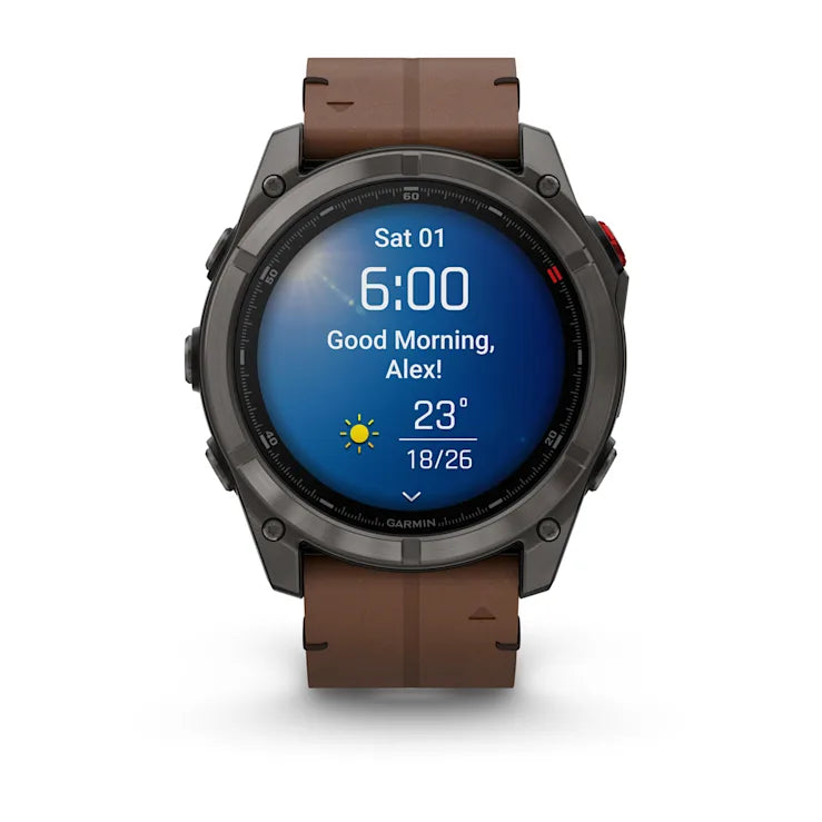 Fenix 8 Pro GPS Smartwatch AMOLED, 51mm - Sapphire, Carbon grey DLC titanium with Chestnut leather band - 010-03199-40