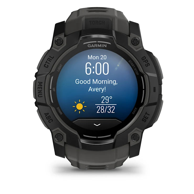 Instinct 3 – 50 mm GPS Smartwatch, AMOLED, Black with Charcoal Band - 010-03020-00